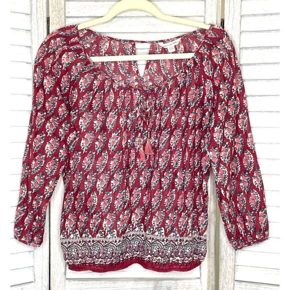 American Eagle Outfitters Floral Long Sleeve Boho Shirt Size XS - Picture 1 of 6